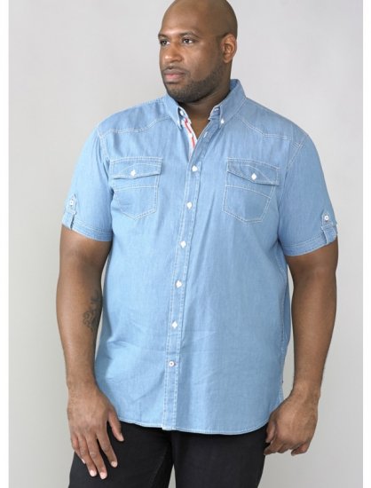 D555 Nathan Short Sleeve Shirt Blue - Camisas - Camisas Homem Tamanhos Grandes
