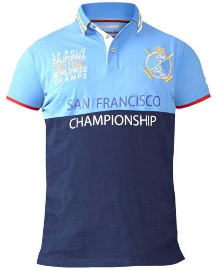 D555 Ernest Polo Blue & Navy - Pólos - Pólos Tamanhos Grandes Homem
