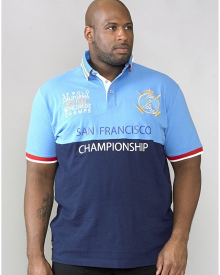 D555 Ernest Polo Blue & Navy - Pólos - Pólos Tamanhos Grandes Homem