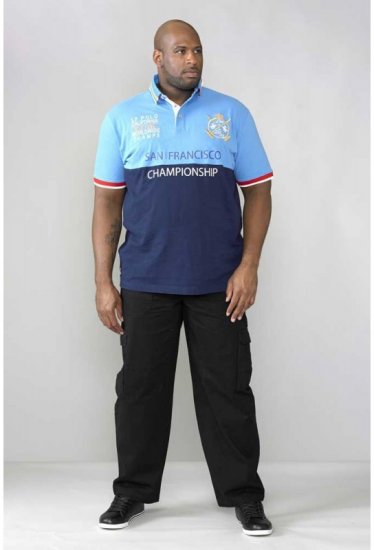 D555 Ernest Polo Blue & Navy - Pólos - Pólos Tamanhos Grandes Homem