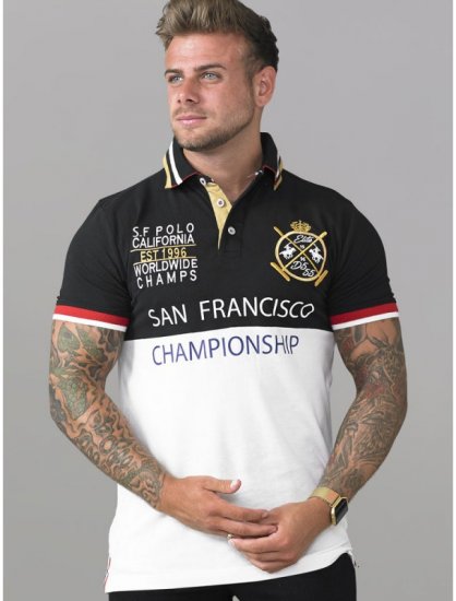 D555 Ernest Polo Black & White - Pólos - Pólos Tamanhos Grandes Homem