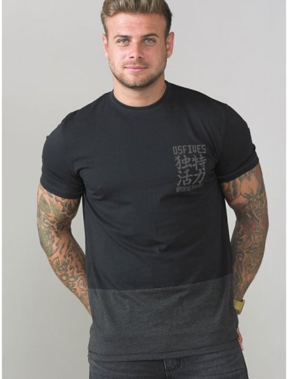 D555 Emerson T-shirt Black & Charcoal - T-shirts - T-shirts Homem Tamanhos Grandes