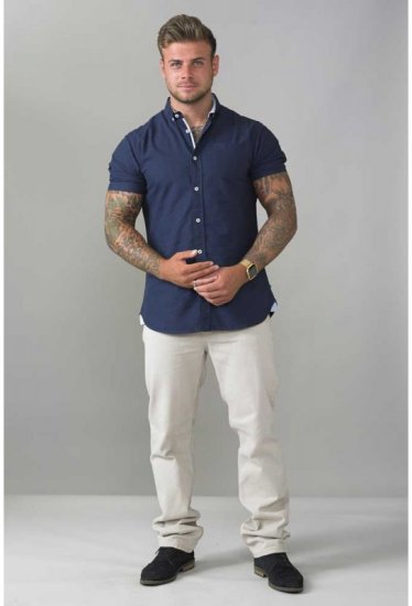 D555 Norman Short Sleeve Oxford Shirt Navy - Camisas - Camisas Homem Tamanhos Grandes