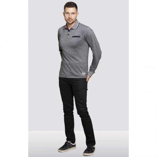 D555 Brockville Long Sleeve Polo Grey - Pólos - Pólos Tamanhos Grandes Homem