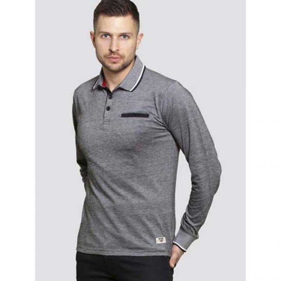 D555 Brockville Long Sleeve Polo Grey - Pólos - Pólos Tamanhos Grandes Homem