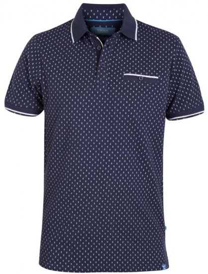 D555 Rogers Printed Polo Navy - Pólos - Pólos Tamanhos Grandes Homem