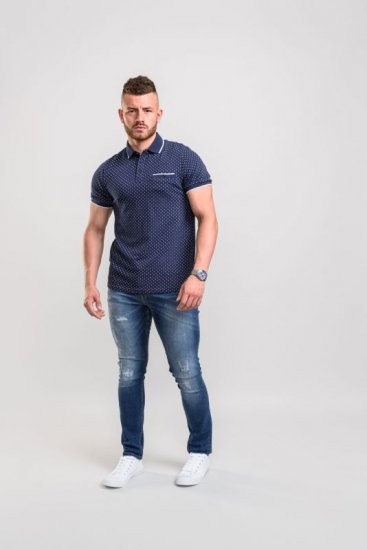 D555 Rogers Printed Polo Navy - Pólos - Pólos Tamanhos Grandes Homem