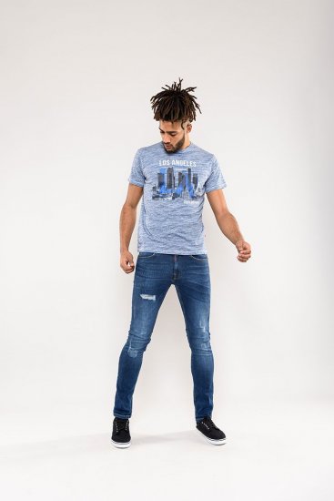 D555 Hobart LA Printed T-Shirt Blue - T-shirts - T-shirts Homem Tamanhos Grandes