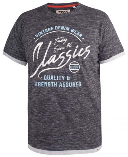 D555 Albury Black Double Layer Printed T-Shirt - T-shirts - T-shirts Homem Tamanhos Grandes