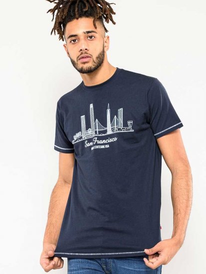 D555 Randwick San Francisco Printed T-Shirt Navy - T-shirts - T-shirts Homem Tamanhos Grandes