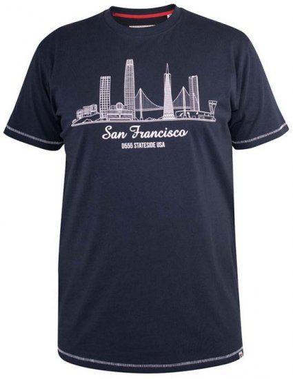 D555 Randwick San Francisco Printed T-Shirt Navy - T-shirts - T-shirts Homem Tamanhos Grandes