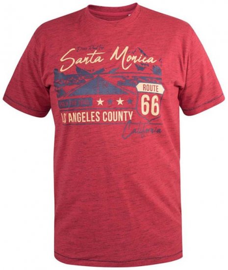 D555 Brisbane Santa Monica Route 66 Printed T-Shirt Red - T-shirts - T-shirts Homem Tamanhos Grandes