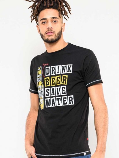 D555 Salford Save Water Drink Beer T-shirt Black - T-shirts - T-shirts Homem Tamanhos Grandes