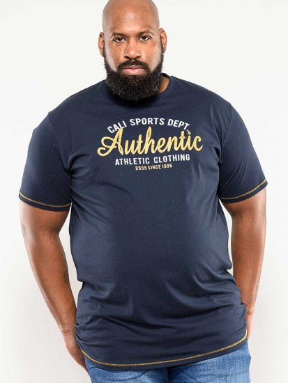 D555 Jasper Authentic Printed T-shirt Navy - T-shirts - T-shirts Homem Tamanhos Grandes