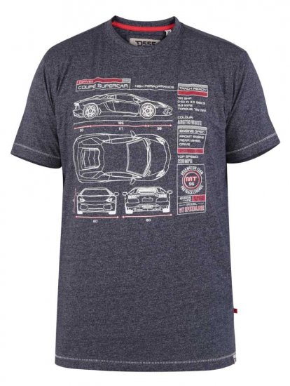 D555 Oakhill Super Car Blueprint T-shirt - T-shirts - T-shirts Homem Tamanhos Grandes