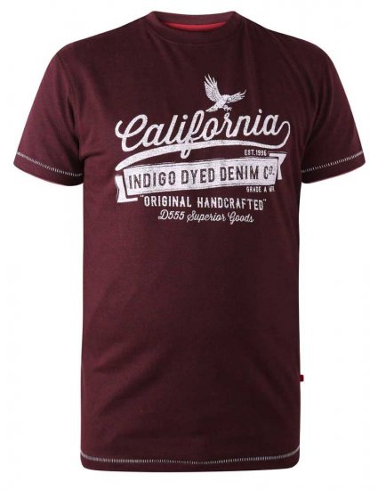 D555 Wharf California Eagle Printed T-Shirt Burgundy - T-shirts - T-shirts Homem Tamanhos Grandes