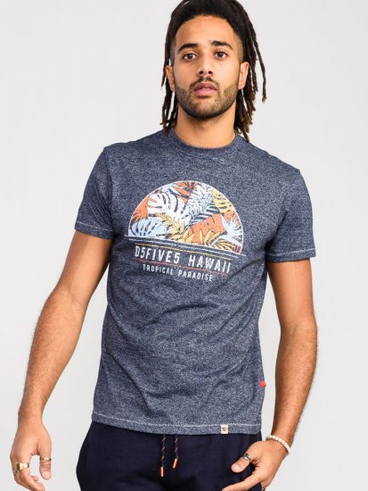 D555 Upton Hawaii Leaf Printed T-Shirt - T-shirts - T-shirts Homem Tamanhos Grandes