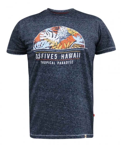 D555 Upton Hawaii Leaf Printed T-Shirt - T-shirts - T-shirts Homem Tamanhos Grandes