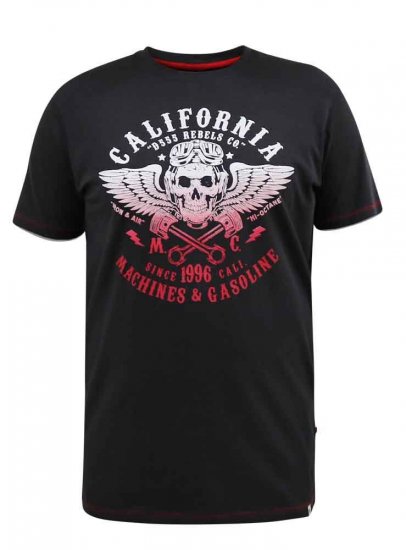 D555 Charles California Rebel Skull Printed T-Shirt - T-shirts - T-shirts Homem Tamanhos Grandes