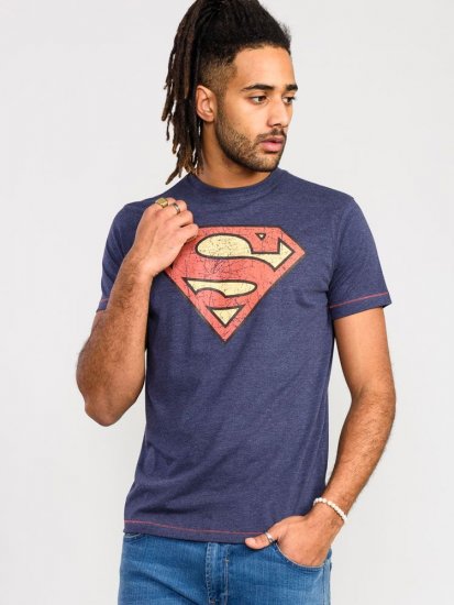 D555 Scampton Official Superman Printed T-Shirt Navy - T-shirts - T-shirts Homem Tamanhos Grandes