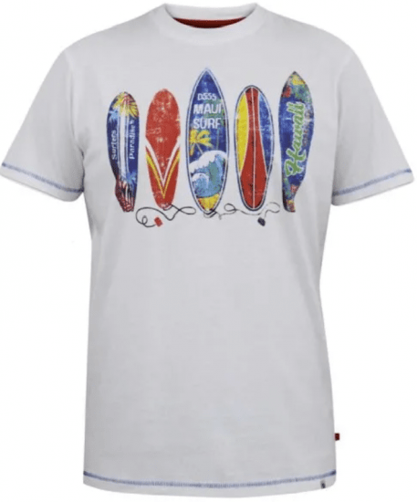 D555 Bridgford T-shirt com estampado surf branca - T-shirts - T-shirts Homem Tamanhos Grandes