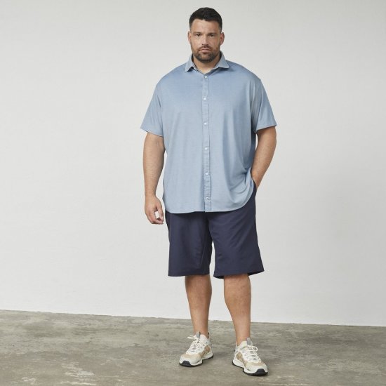 North Latitude 61116 Camisa Piqué Mesclada Manga Curta Azul - Pólos - Pólos Tamanhos Grandes Homem