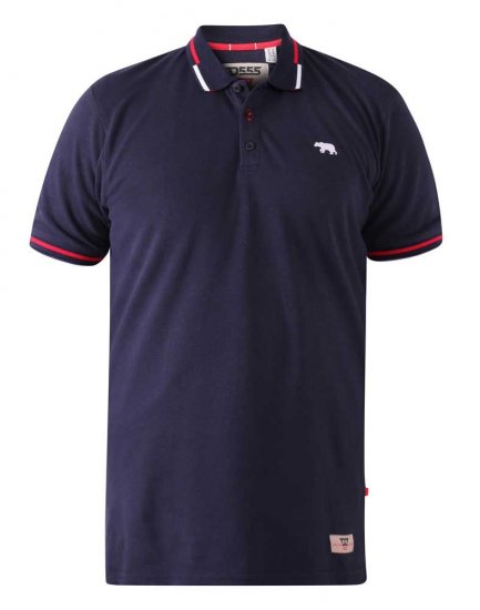 D555 Sloane Polo Shirt With Chest Embroidery Navy - Pólos - Pólos Tamanhos Grandes Homem