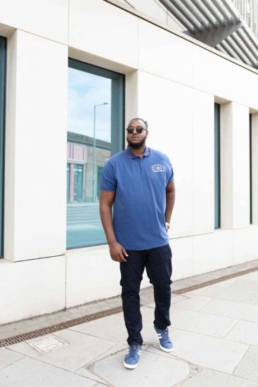 D555 Canning Chest Embroidery Polo Shirt Denim - Pólos - Pólos Tamanhos Grandes Homem