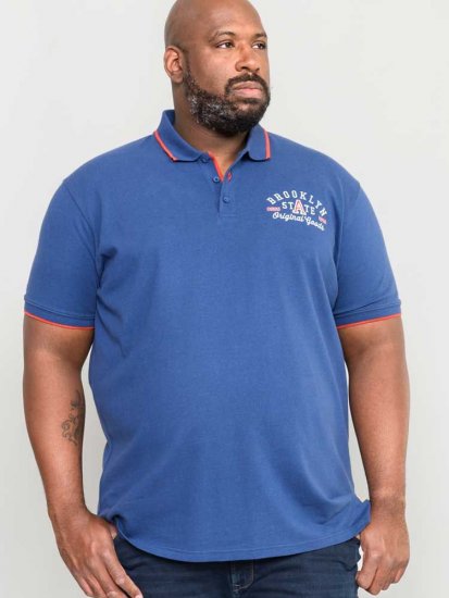 D555 Canning Chest Embroidery Polo Shirt Denim - Pólos - Pólos Tamanhos Grandes Homem