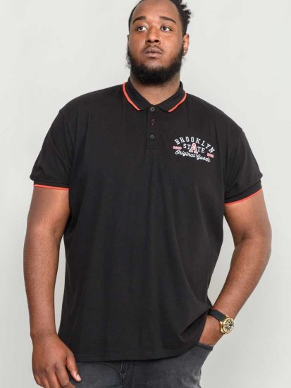 D555 Canning Chest Embroidery Polo Shirt Black - Pólos - Pólos Tamanhos Grandes Homem