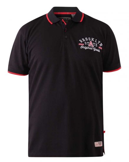 D555 Canning Chest Embroidery Polo Shirt Black - Pólos - Pólos Tamanhos Grandes Homem