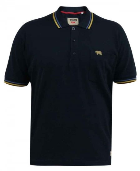 D555 Hamford Pique Polo Shirt Navy - Pólos - Pólos Tamanhos Grandes Homem