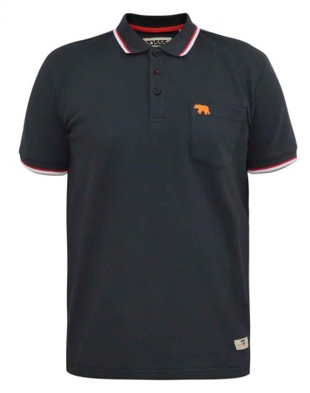 D555 Kirby Birdseye Pique Polo Black - Pólos - Pólos Tamanhos Grandes Homem