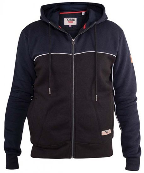D555 Vincent Full Zip Hoody With Chest And Sleeve Piping Detail - Sweatshirts & hoodies - Sweatshirt & Camisolas com Capuz tamanhos grandes