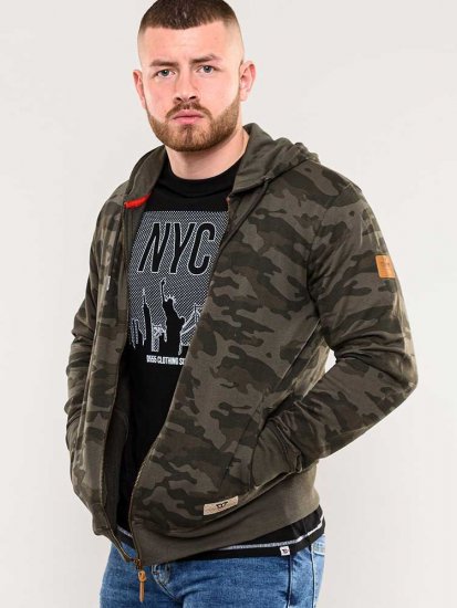D555 Antonio Camo Printed Zip Through Hoody - Sweatshirts & hoodies - Sweatshirt & Camisolas com Capuz tamanhos grandes
