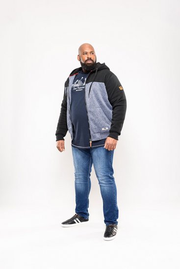 D555 Allen Zip Through Hoody With Sherpa Lining - Sweatshirts & hoodies - Sweatshirt & Camisolas com Capuz tamanhos grandes