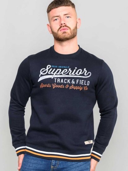 D555 Marlow Printed Crew Neck Sweatshirt Navy - Sweatshirts & hoodies - Sweatshirt & Camisolas com Capuz tamanhos grandes