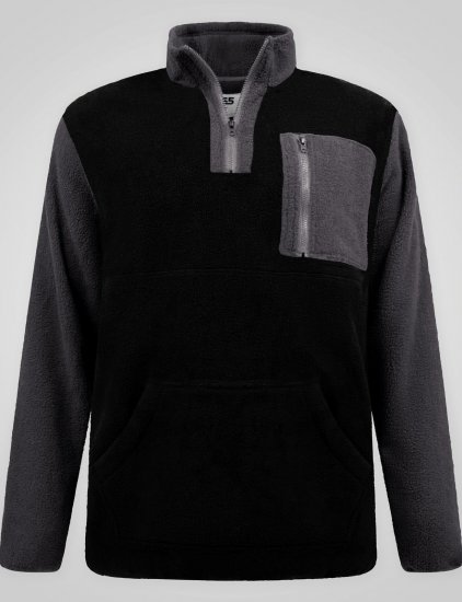 D555 Daly Quarter Zip Fleece Sweatshirt Preto/Cinzento - Sweatshirts & hoodies - Sweatshirt & Camisolas com Capuz tamanhos grandes