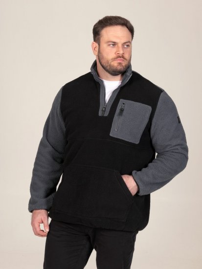 D555 Daly Quarter Zip Fleece Sweatshirt Preto/Cinzento - Sweatshirts & hoodies - Sweatshirt & Camisolas com Capuz tamanhos grandes