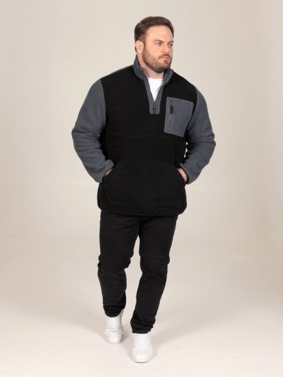 D555 Daly Quarter Zip Fleece Sweatshirt Preto/Cinzento - Sweatshirts & hoodies - Sweatshirt & Camisolas com Capuz tamanhos grandes