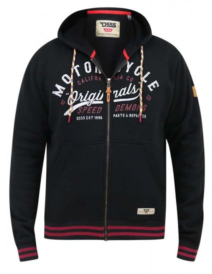 D555 Patrick Full Zip Hoody With 'Motorcycle' Chest Print - Sweatshirts & Hoodies - Sweatshirt & Camisolas com Capuz tamanhos grandes