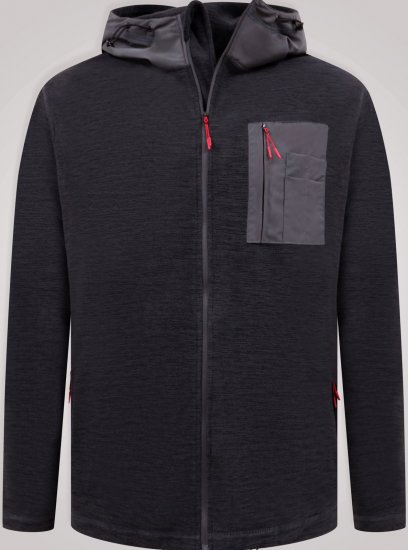 D555 Damien Micro Fleece Zip Through Hoody Preto/Cinzento - Sweatshirts & hoodies - Sweatshirt & Camisolas com Capuz tamanhos grandes