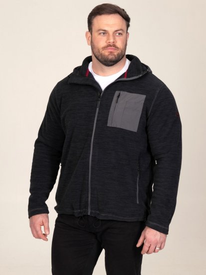 D555 Damien Micro Fleece Zip Through Hoody Preto/Cinzento - Sweatshirts & hoodies - Sweatshirt & Camisolas com Capuz tamanhos grandes