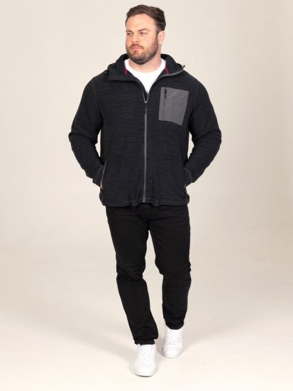 D555 Damien Micro Fleece Zip Through Hoody Preto/Cinzento - Sweatshirts & hoodies - Sweatshirt & Camisolas com Capuz tamanhos grandes