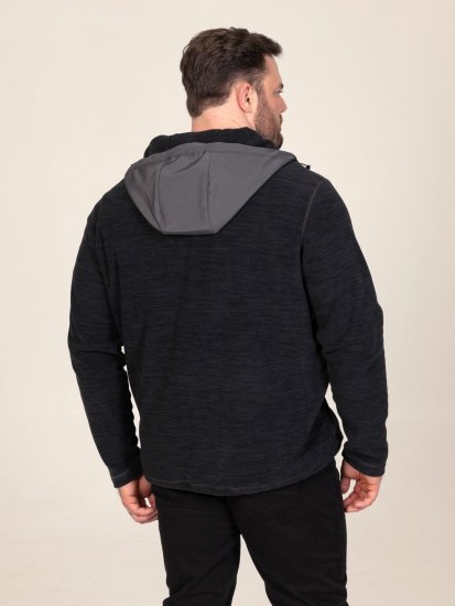 D555 Damien Micro Fleece Zip Through Hoody Preto/Cinzento - Sweatshirts & hoodies - Sweatshirt & Camisolas com Capuz tamanhos grandes