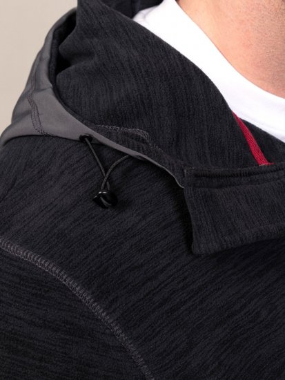 D555 Damien Micro Fleece Zip Through Hoody Preto/Cinzento - Sweatshirts & hoodies - Sweatshirt & Camisolas com Capuz tamanhos grandes