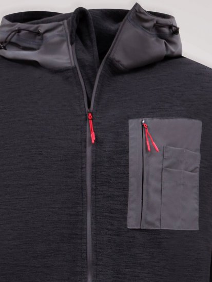 D555 Damien Micro Fleece Zip Through Hoody Preto/Cinzento - Sweatshirts & hoodies - Sweatshirt & Camisolas com Capuz tamanhos grandes
