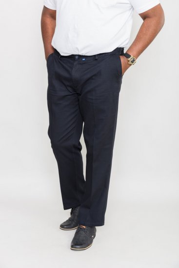 D555 Bruno Stretch Chino pants with Extenda Waist Indigo Blue - Jeans & calças - Jeans & Calças Tamanhos Grandes Homem