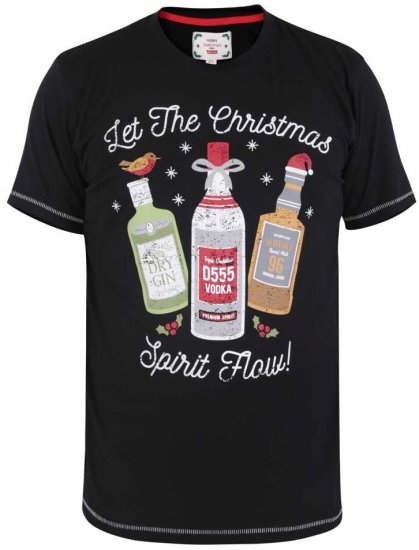 D555 SPIRIT Christmas Spirit Printed T-Shirt Black - T-shirts - T-shirts Homem Tamanhos Grandes