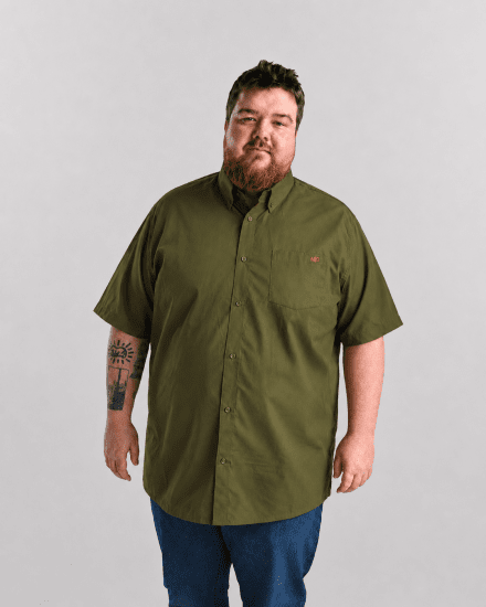 Motley Denim Zagreb Camisa de manga curta Caqui escuro - Camisas - Camisas Homem Tamanhos Grandes